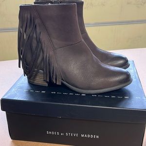 STEVE MADDEN Brown Nubuck Cassidy Fringe boots for Women Size 7